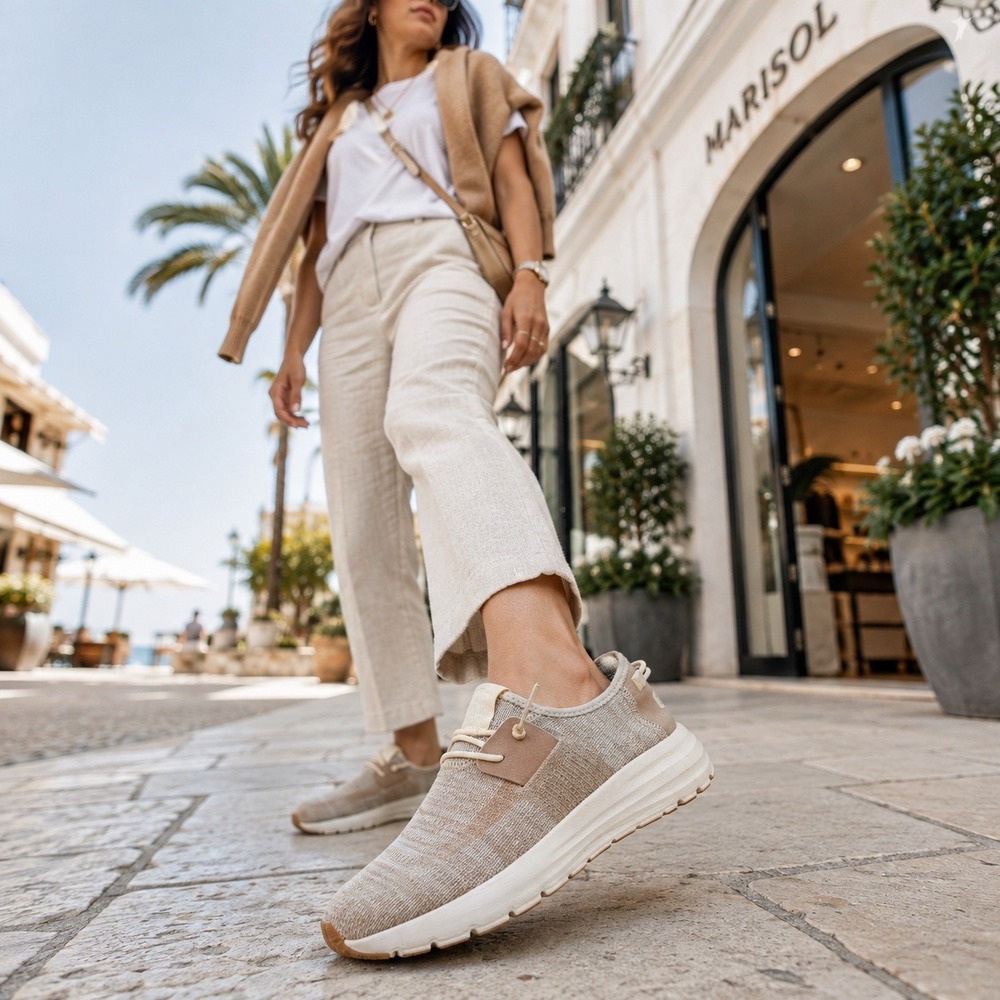 Hey Dude Sirocco Stretch Sox Womens 10 Neutral Beige Knit Slip On Sneakers 40148 - Picture 3 of 10